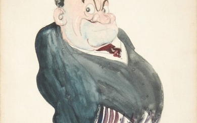 H.M. Bateman | "Bourchier", 1911, pencil and watercolour, framed and glazed
