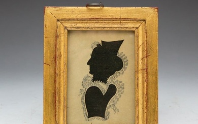 HOLLOW-CUT SILHOUETTE OF A LADY WITH A HAT.