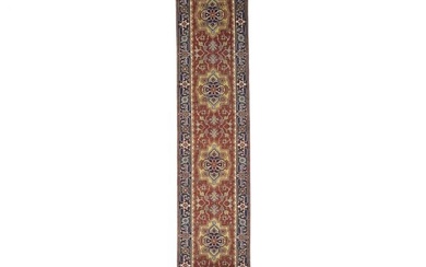 Hand-Knotted Heriz Serapi Floral 25X14 Oriental Runner Rug Boho Decor Carpet