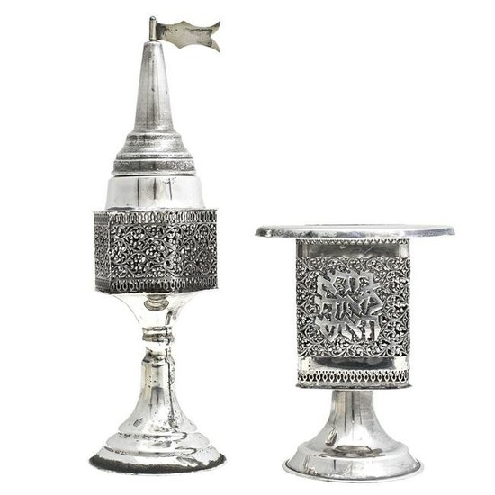 Havdalah Sterling Silver Set including Spice Tower and