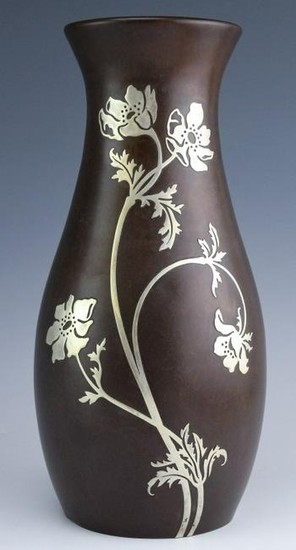 Heintz Art Metal AMHS Sterling on Bronze Vase 3826