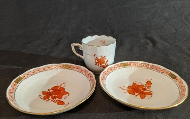Herend Chinese Bouquet Tea Cup & 2 Saucers