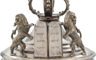 Impressive Torah Crown – Lions and Tablets of the Law – Rotterdam, Early 20th Century