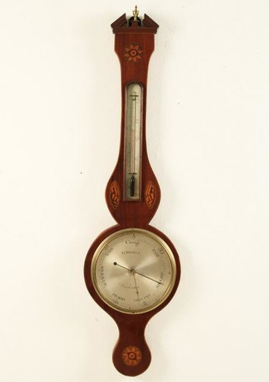 Inlaid mahogany banjo shaped barometer