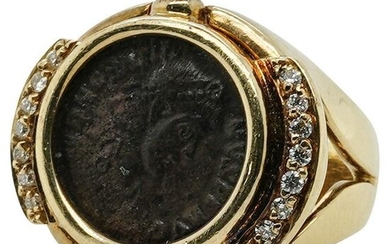 Italian 18k Gold Ancient Roman Coin Ring
