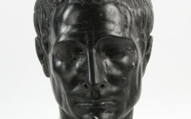 Italian Carved Black Marquina Marble Bust of Caesar