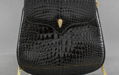 Italian Lana Marks Black Crocodile Evening Handbag