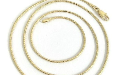 Italian Thin Snake Cord Chain Necklace 14K Yellow Gold 18 Inches, 1.1 mm, 5.43 G