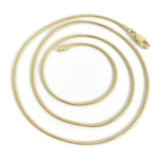 Italian Thin Snake Cord Chain Necklace 14K Yellow Gold 18 Inches, 1.1 mm, 5.43 G