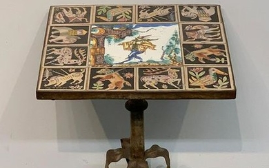 Italian Tile Top Wrought Iron Stand