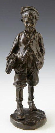 J. Concini, "The Schoolboy," 20th c., patinated bronze