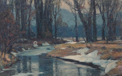 JOHN FABIAN CARLSON, AMERICAN/SWEDISH, NEW YORK 1874/75-1945, WANING ICE-FLOES, Oil on canvas, 25 1/2 x 30 in. (64.8 x 76.2 cm.), Frame: 30 1/2 x 35 1/2 in. (77.5 x 90.2 cm.)