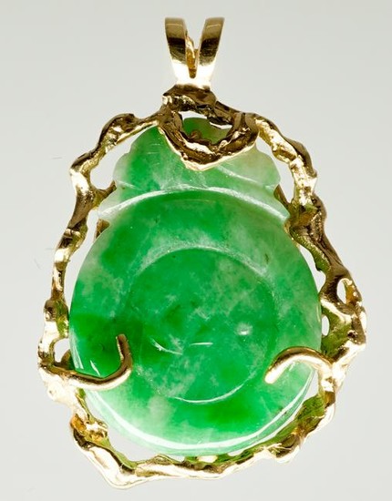 Jade and 14k Yellow Gold Pendant