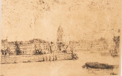 James Ensor (1860-1949), 'Vue d'Ostende', 1888, etching, 85 x 135 mm