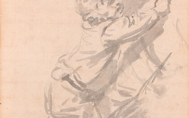 Jean-Baptiste GREUZE Tournus, 1725 - Paris, 1805Jeune garçon debout, étude pour 'Le Fils ingrat'Lavis gris...