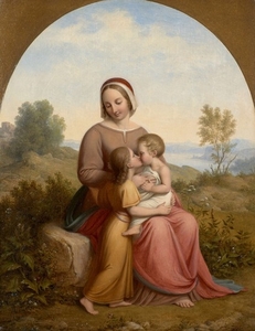 Johan Ludvig Gebhard LUND Kiel, 1777 - Copenhague, 1867 La Vierge à l'Enfant avec saint Jean-Baptiste