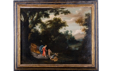 Johann König (attr. a) Landscape with the death of Adonis