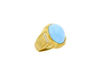Judith Ripka Gold, Turquoise and Diamond Ring