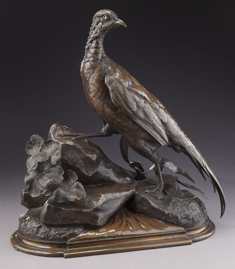Jules Moigniez bronze sculpture of a pheasant