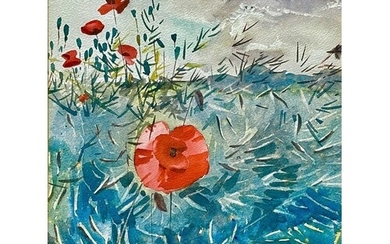 Kurt JACKSON (1961) Poppies in a Landscape, 1985 Watercolour...