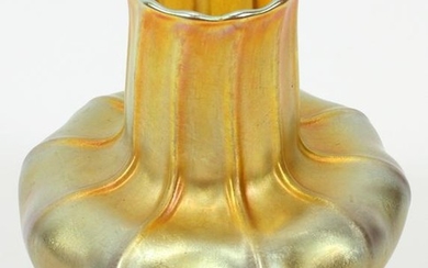 L C TIFFANY GOLD FAVRILE GLASS VASE, #5896