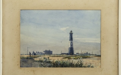 LIGHTHOUSE, A WATERCOLOUR BY F L BLANCHARD