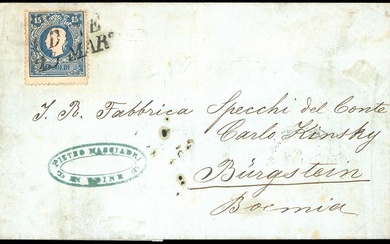 LOMBARDO VENETO-IMPERO AUSTRIACO BOEMIA 1859 - 15 soldi azzurro, I...