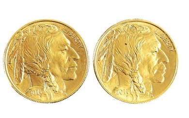 LOT OF 2: 2011 $50 GOLD BUFFALO COINS.