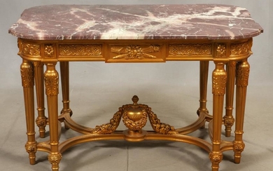 LOUIS XVI STYLE CARVED GILTWOOD TABLE
