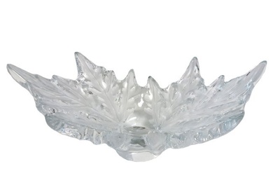 Lalique Champs Elysees Large Crystal Glass Leaf Centerpiece Bowl