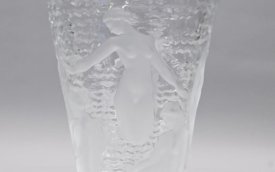 Lalique Frosted and Colorless Glass 'Ondines' Vase