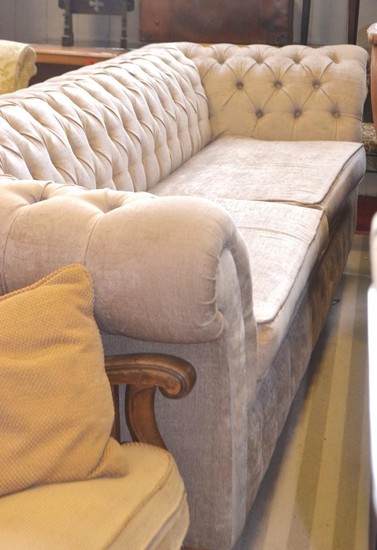 Large 4 seater Chesterfield sofa, fabric covered