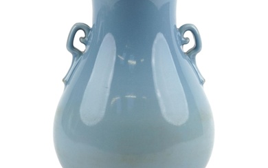 Large Chinese porcelain vase having a clair de lune type gla...