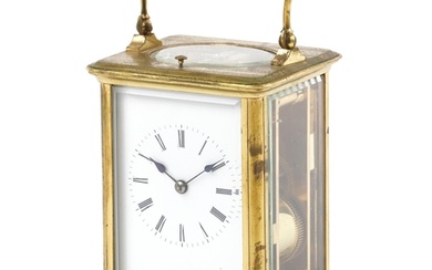 Large French brass cased repeating carriage clock striking o...