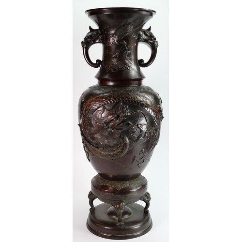 Large Japanese bronze vase 73cm high late 19th c