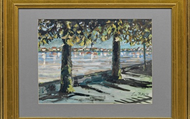 Leo Putz (1869 Meran - 1940 ebenda) Promenade au bord du lac Impression de la...