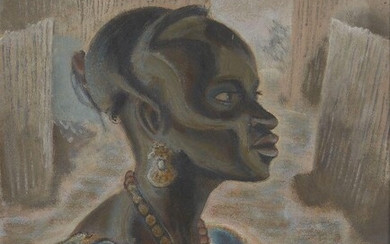 Leon Underwood, British 1890-1975- African woman, c.1940s; oil on canvas,...
