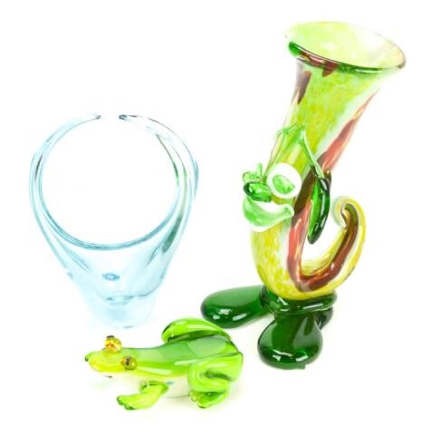 Lot Murano & Czech Art Glass Includes Clown Vase, Frog
