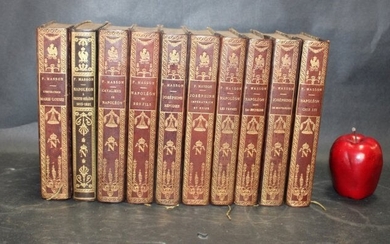 Lot of 10 antique French leather Napoleon books