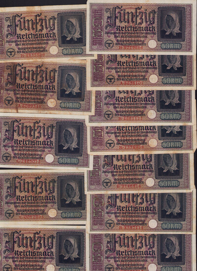 Lot of paper money: Germany 50 & 20 Reichsmark 1940-1945 (27)