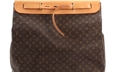 NOT SOLD. Louis Vuitton: "Steamer bag XL". A monogram canvas and patinated leather travel bag....