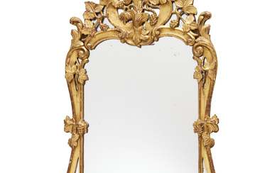 Louis XV/XVI transitional giltwood mirror