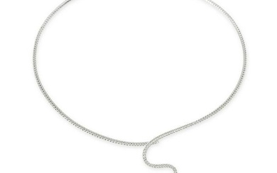 MESSIKA, A SKINNY SNAKE DIAMOND NECKLACE in 18ct white gold, the open torque necklace designed as a