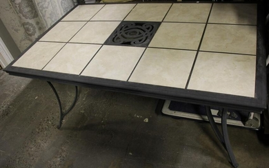 METAL PATIO TABLE WITH TILED TOP