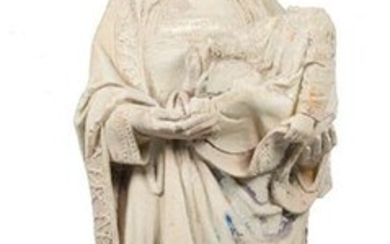 Madonna and Child. Limestone sculpture with polychrome