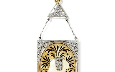 Masriera | Pendentif ivoire, perles, émail et diamants | Ivory, enamel, pearl and diamond pendant