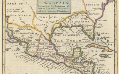 "Mexico, or New Spain. Divided into the Audiance of Guadalayara, Mexico, and Guatimala. Florida", Moll, Herman
