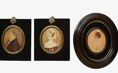 Mid 19th century British School. Five portrait miniatures