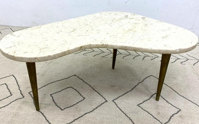 Mid Century Modern Small Marble top Table. Metal Legs.