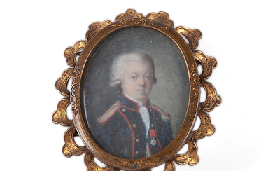 Miniatura con ritratto di ufficiale, Francia seconda metà XVIII secolo